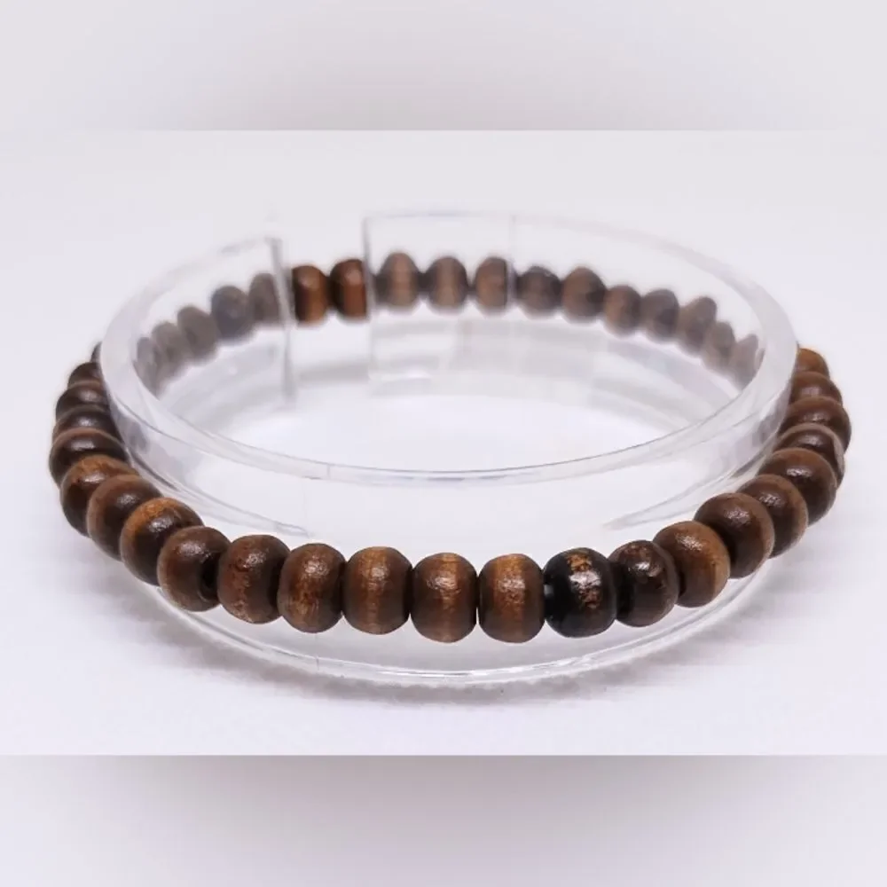 Men's bracelet beaded‎ beads brown new e36
